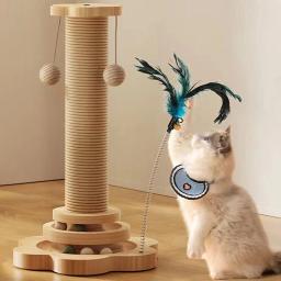 Arranhador de madeira para gatos Arranhador de sisal Brinquedos de mesa giratória Resistente ao desgaste Suprimentos de treinamento para gatos engraçados - Image 4