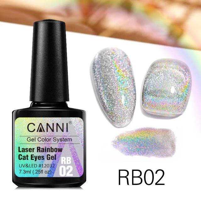 Gel Reflexivo de Glitter para Unhas Canni - Polonês Brilhante Olho de Gato Arco-íris Semi Permanente 7,3 ml