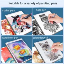 Papel Espessado Sketchbook, Estudante Arte Pintura, Marcador Pen Bobina, Material Escolar, A4, A5, 50 Folhas - Image 3