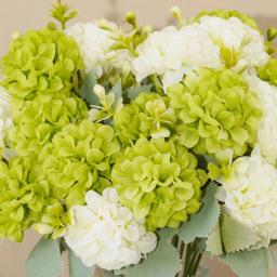 Seda artificial hortênsia flor buquê, flor falsa, branco, pequeno, DIY, casamento, decoração do partido - Image 4