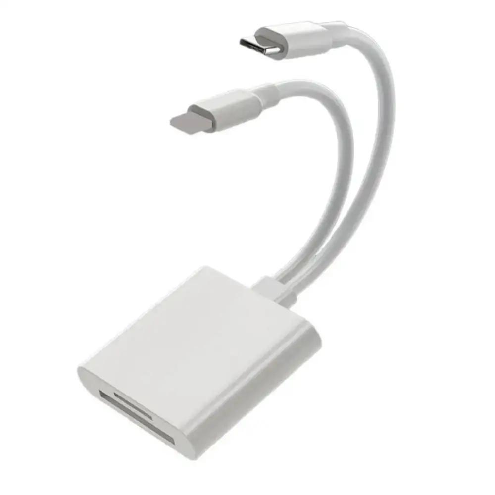 Leitor de cartão otg 2 em 1 tipo c relâmpago para adaptador de cartão de memória sd tf para pc laptop iphone multi leitor de cartão inteligente sem necessidade de aplicativo - Image 1