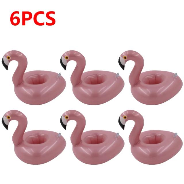 Porta Copos Inflável Flamingo de PVC para Piscina, Decoração de Festa e Brinquedo Aquático - Disponível em 1 a 8 Peças