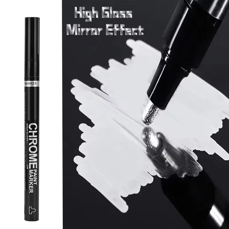 5/1 pçs cromo caneta marcador espelho reparação de pintura à prova dwaterproof água para rocha cerâmica vidro metálico ouro/prata 2mm nib - Image 1
