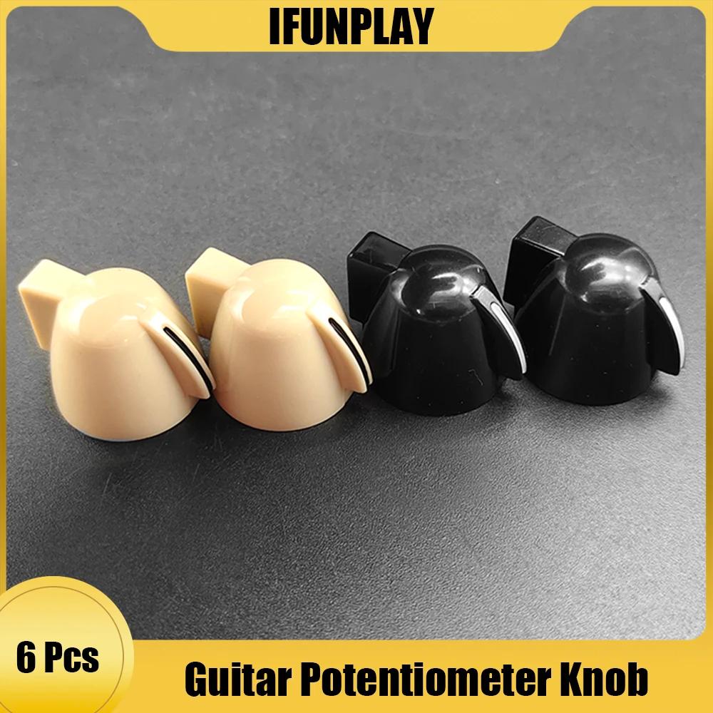 ABS Frango Cabeça Efeito Guitarra Pedal Botões, Amplificador de Guitarra Control Botões, Potenciômetro, Preto, Creme, 6pcs - Image 1