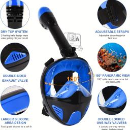 Máscara de mergulho com sistema de respiração segura, cobertura facial completa, máscara panorâmica anti-nevoeiro, 180 ° - Image 4