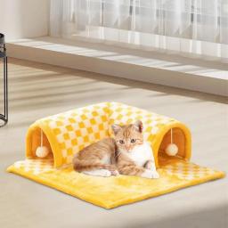 Túnel extensível para gatos, 2 em 1, cama entediada, brinquedo interativo, material de estimação, acessórios - Image 4