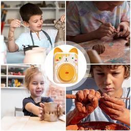 Roda de oleiro e kit de artesanato de estúdio de cerâmica, máquina de cerâmica com argila, brinquedo educativo de modelagem suave ao ar livre para crianças - Image 5