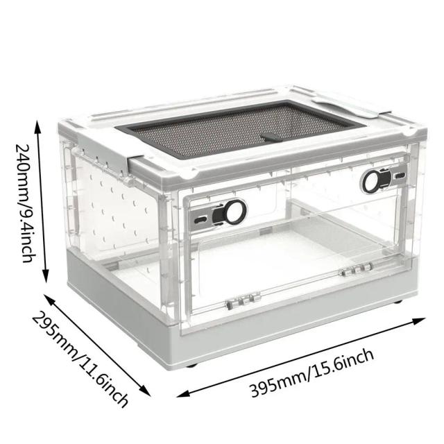 Terrário Portátil Transparente para Incubação e Crescimento de Répteis e Anfíbios com Capa e Sistema de Alimentação