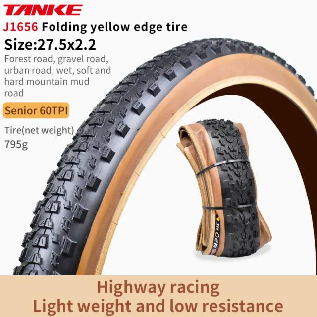 TANQUÃO Pneu Dobrável Jiluer 60TPI Borda Amarela/Preto para Mountain Bike, Estrada e Dobrável