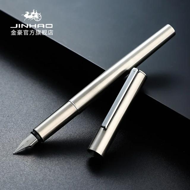 Caneta Tinteiro Jinhao 35 Luxo Elegante em Aço Preto Fosco com Nib EF para Caligrafia e Escritório