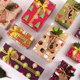 Papel de embrulho kraft retro face única, papel artesanal DIY para embalagem de presentes de Natal e Ano Novo, 1pc - Image 1