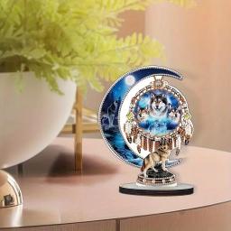 Cristal Diamante Pintado Dreamcatcher Lobo Kit Digital, 5D Arte Artesanato, Home Office Desktop Decor, 1 Pc - Image 6