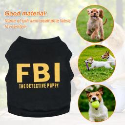 Cão t camisa do cão de algodão camiseta do cão do fbi camisa masculina animal estimação roupas gato colete de segurança tamanho preto s a l - Image 4