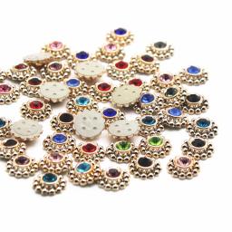 Strass brilhantes multicoloridos para artesanato, 50pcs, 14mm, redondo, botões flatback, casa, jardim, cabochão, diy, acessórios diy - Image 3