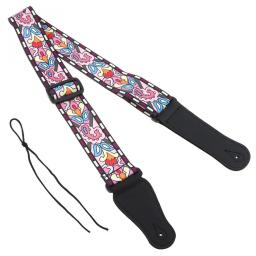 Correia de guitarra ajustável, estilo nacional, padrão de flores, cinto acústico, popular, elétrico, baixo, acessórios - Image 3