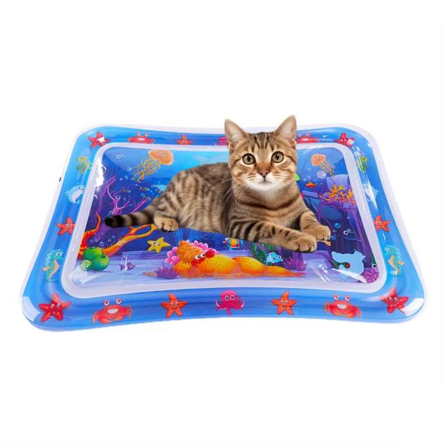 Tapete Sensorial de Água para Cães e Gatos com Design de Peixes - Diversão Refrescante para o Verão
