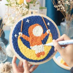 GATYZTORY-Punch Agulha Bordados Starter Kits, Animal DIY Agulha Artesanato, Fornecimento de Arte para Adultos, Iniciante Hoop Yarn, Rug Tool Set - Image 2