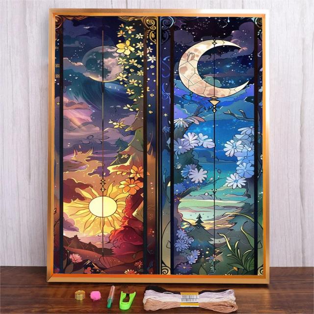 Bordado Completo: Conjuntos de Artesanato DIY com Padrões de Desenhos Animados para Sala e Ponto de Cruz
