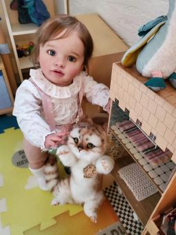 Npk 66cm pippa já pintado boneca terminada reborn criança enorme tamanho do bebê popular realista toque macio 3d pele arte boneca - Image 4