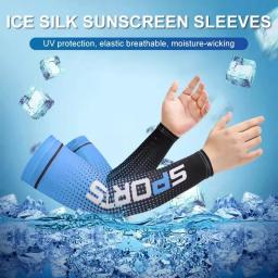 Luvas de braço de gelo esportivo para homens, ciclismo, UV, solar, manguito respirável, proteção solar, impressão da capa do braço, anti-queimaduras solares, manga longa, verão - Image 2