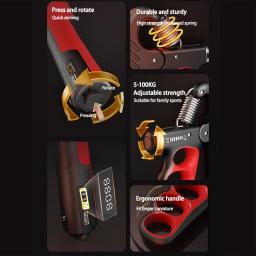 Fortalecedor De Mão Ajustável Para Fitness, Expansor De Pulso, Exercício De Força De Aderência De Ginásio, Recuperação Muscular, 5-100kg - Image 6