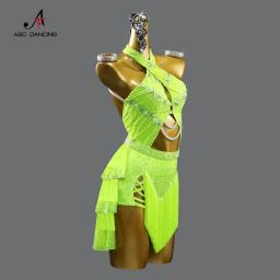 Roupas de dança latina feminina linha traje novo vestido palco meninas samba terno roupas festa desempenho prática usar saias bola sexy - Image 3