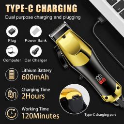 Máquina de cortar cabelo recarregável USB para homens, conjunto de três peças com cabeça de óleo e aparadores elétricos, ideais para uso doméstico - Image 3