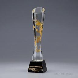 Troféu Base de Cristal, Criativo, Transparente, Troféu, Lettering, Prêmio, Presente Comemorativo, Decoração, Preto - Image 2
