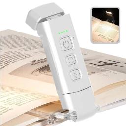 Recarregável clip-on luz do livro com temporizador, Eye-proteção, luz de leitura portátil, cabeceira Desk Lamp, Bookmark Lamp - Image 1