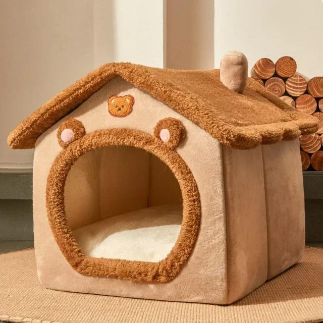 Casa Dobrável Multifuncional para Cães e Gatos: Canil, Ninho Quente e Sofa para Animais de Estimação em Inverno