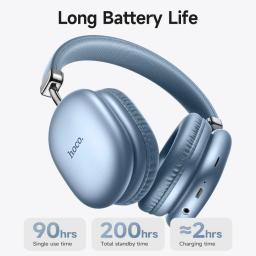 Hoco sem fio bluetooth 5.3 música fone de ouvido microfone alta fidelidade áudio estéreo som 800mah esporte 40mm driver 90 horas endura - Image 2