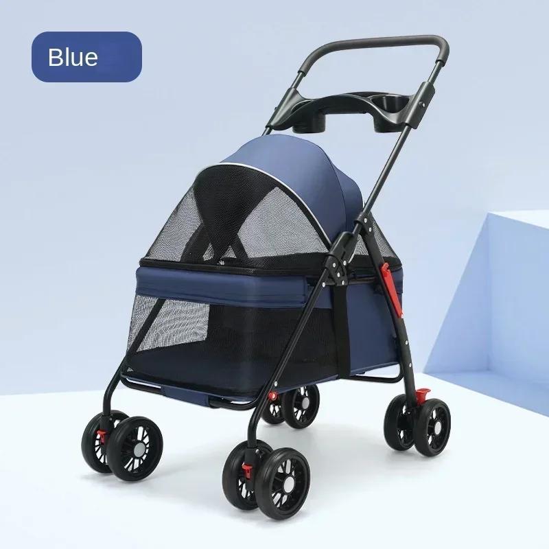 Leve e dobrável Pet Stroller para viagens ao ar livre, pequeno carrinho de estimação, cão, gato, pelúcia, bebê - Image 1