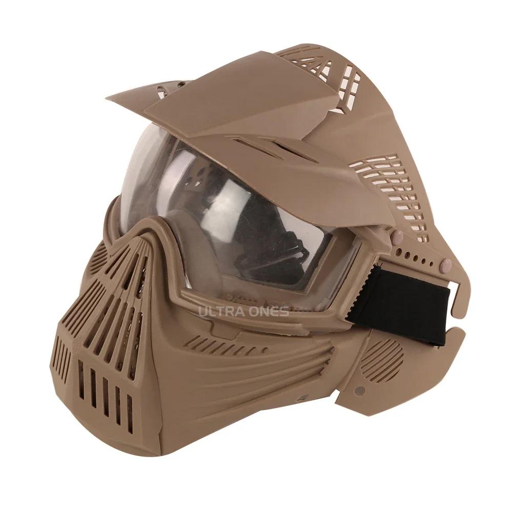 Máscara facial completa airsoft caça cs wargame máscaras protetoras ao ar livre tiro paintball máscara respirável acessórios com óculos - Image 1