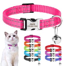 Colarinho de nylon personalizado com sino para gatos e cães pequenos, reflexivo ID coleiras, gravação livre, chihuahua, 10 cores - Image 1