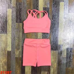 Collant de balé para meninas, shorts e blusa de tiras, roupas de ginástica, yoga esporte dança, roupas de palco, crianças - Image 2