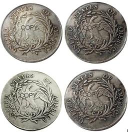 EUA Banhado A Prata Dólar Copiar Moeda, Dólar Da Liberdade, Um Conjunto De, 1795-1798, 4Pcs - Image 2