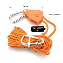 Cordão ajustável Pendurado para Camping, Ratchet Hanger, Pulley Lifting, Pulley Hook, Plant Lamp Rope, Outdoor, Camping, 5m, 8 Polegada - Image 6