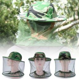 Camuflagem masculina boné de pesca caça abelha mantendo malha chapéu insetos prevenção mosquito pescoço cabeça capa - Image 2
