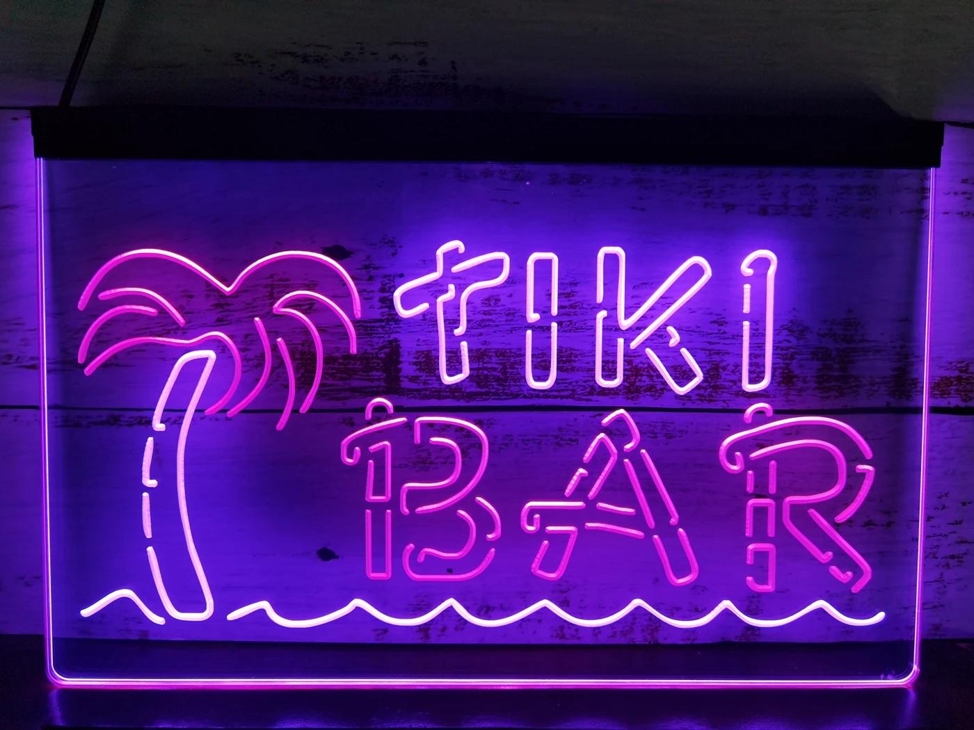 Palmeira Tiki Bar Dual Color LED Neon Sign, 2 Display Colorido - Image 1