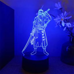 One Piece Anime Figura Luzes LED Night, Zoro Luffy Figuras, Action Figure, Lâmpada 3D, Brinquedos Mudando a Cor, Boneca, Usopp, Presentes de Natal - Image 3