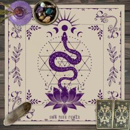 Toalha De Mesa De Tarô Com Seu Poder, Em Forma De Serpente, Estampa Floral e Vegetal, Toalha De Mesa Astrologia, Decoração De Altar, 1Pc - Image 4