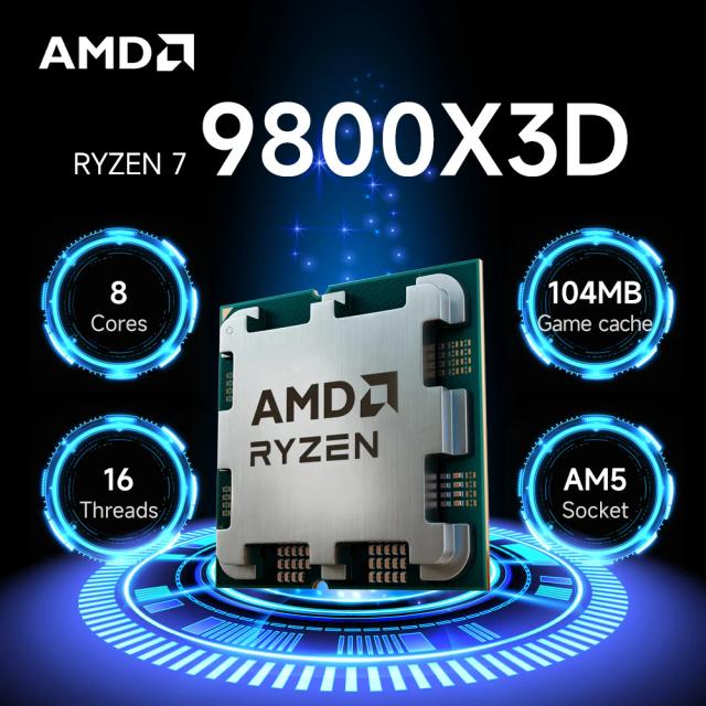 AMD Ryzen 7 9800X3D Processador Gamer 8 Núcleos 16 Threads 5.2 GHz AM5