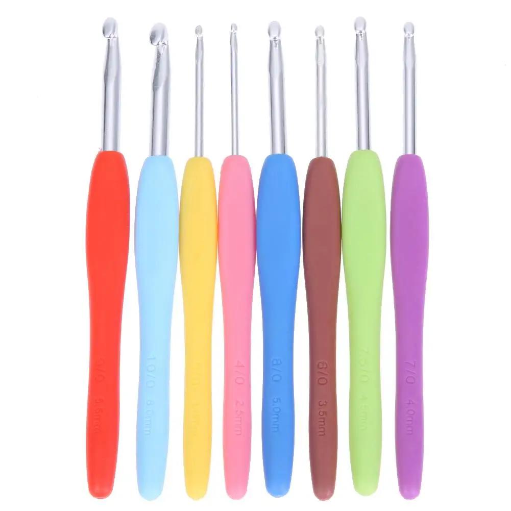 Agulhas de crochê coloridas, 8 peças, liga de alumínio, conjunto de agulhas de costura, crochê, ganchos diy - Image 1