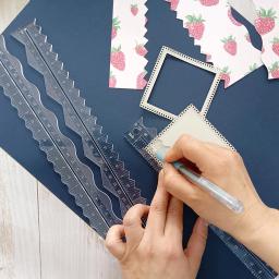 3 pçs régua de rasgo de papel artesanato régua acrílico deckle borda régua ferramenta de corte de papel bordas irregulares ferramentas de medição para scrapbooking - Image 2