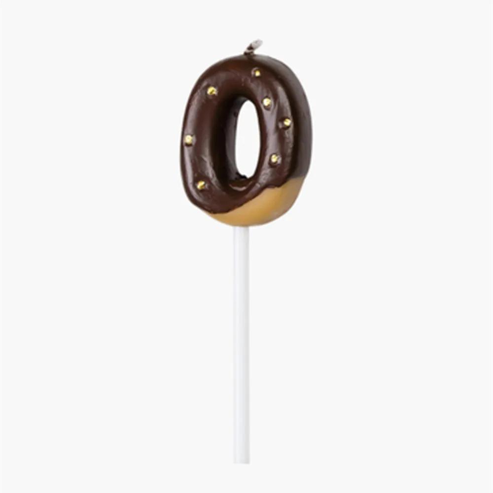 Velas digitais para bolo Topper, Donut, biscoitos de chocolate doce, 0-9 número Desejando, sobremesa de festa gradiente, mesa de vestir, 1pc - Image 1