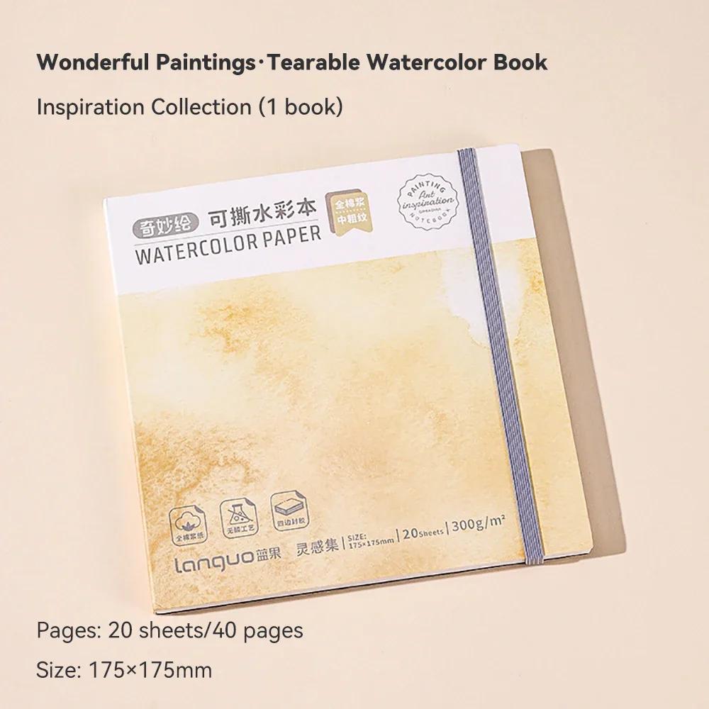Mini Jornal Tearable de Papel Aquarela 100% Algodão para Estudantes de Arte e Pintura - Caderno de Desenho 300g