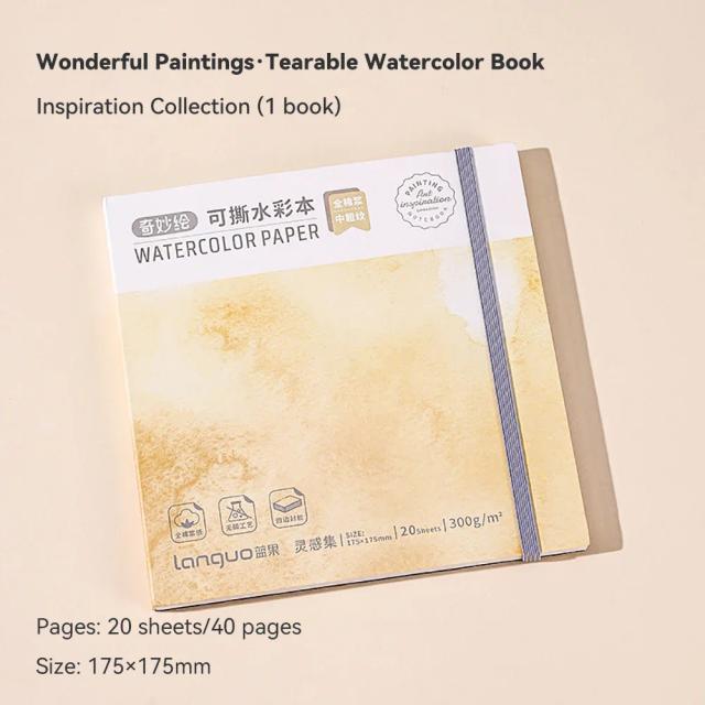 Mini Jornal Tearable de Papel Aquarela 100% Algodão para Estudantes de Arte e Pintura - Caderno de Desenho 300g