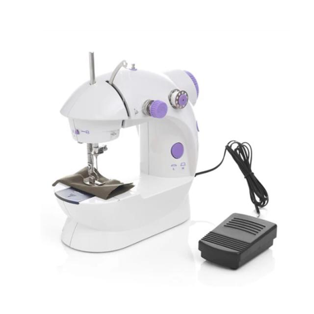 Máquina de Costura Multifuncional Mini com Pedal e Luz LED para Uso Doméstico