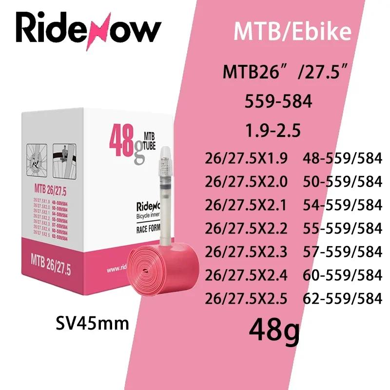 Ridenow tubo interno de bicicleta ultraleve, 29/26/27,5 tamanhos, válvula de tubo de bicicleta mtb, comprimento francês 45mm para tubo de mountain bike - Image 1