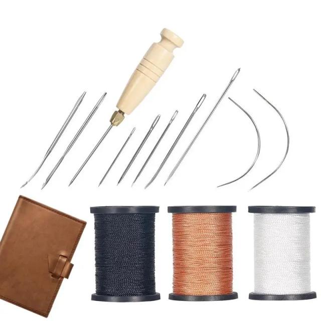 Kit Completo de Costura para Tapetes e Calçados: Ferramentas Profissionais para Artesanato em Couro com Linha e Agulhas Heavy Duty
